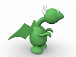 Green dragon cartoon 3d model preview