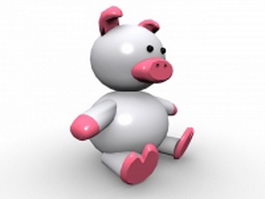 Cute cartoon pig 3d model preview