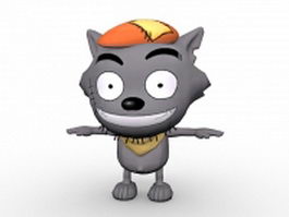 Cartoon wolf character 3d model preview