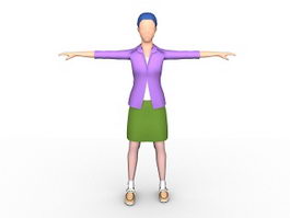 Cartoon woman rigged 3d model preview