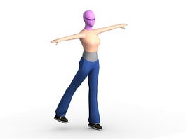 Sports woman rigged 3d model preview