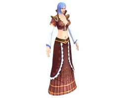Fantasy game girl 3d model preview
