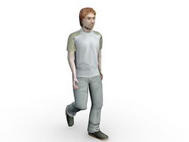 Young man walking 3d model preview