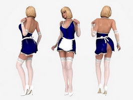 Sexy French maid 3d model preview