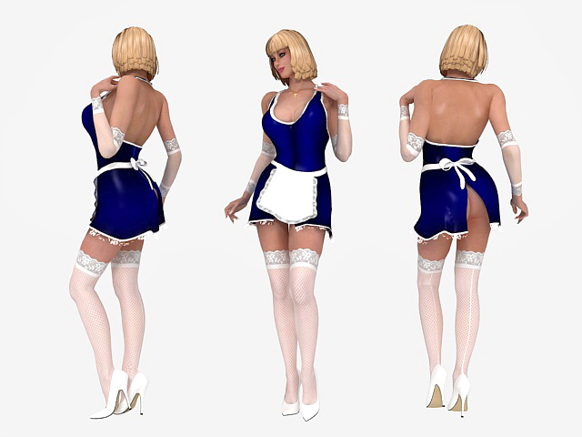 Sexy French maid 3d rendering