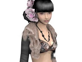 Beautiful posh girl 3d model preview