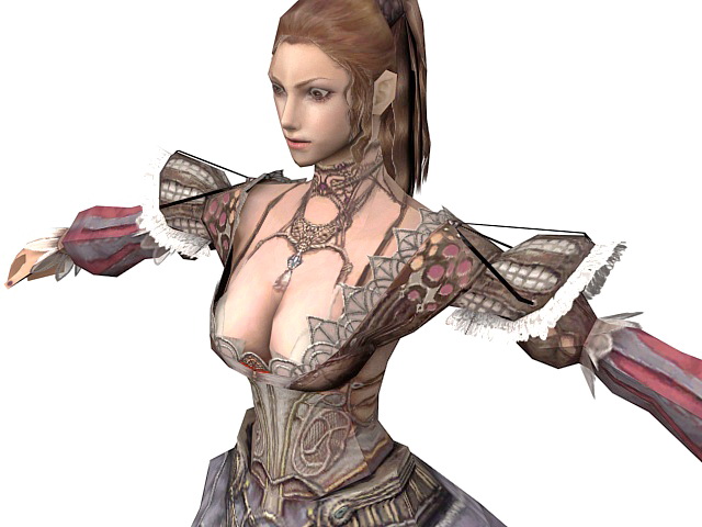 Medieval lady 3d rendering