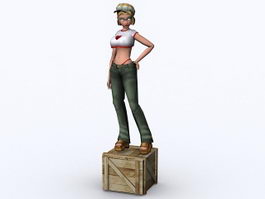 Comics girl character 3d model preview