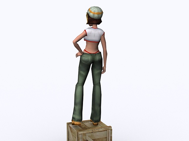 Comics girl character 3d rendering