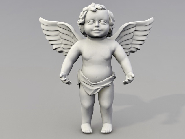 Cherub angel garden statue 3d rendering