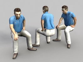 Middle aged man sitting 3d model preview