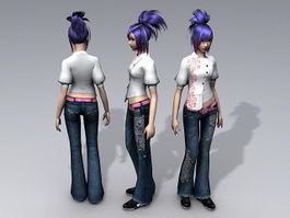 Punk girl 3d model preview