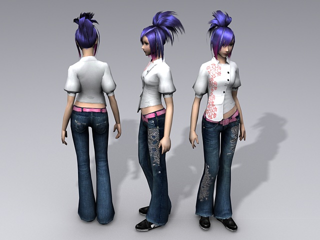 Punk girl 3d rendering