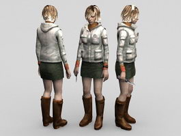 Female game character 3d model preview