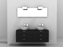 Double sink bathroom vanity 3d preview