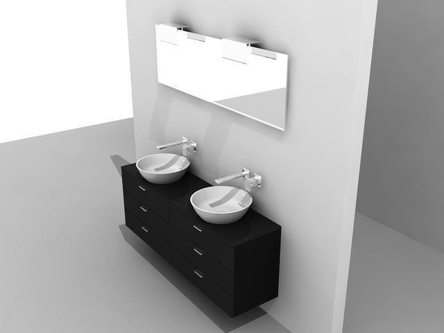 Double sink bathroom vanity 3d rendering