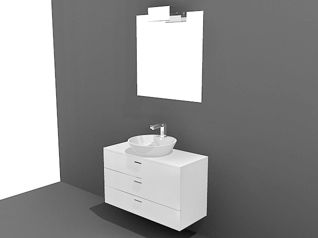 White single sink bathroom vanity 3d rendering
