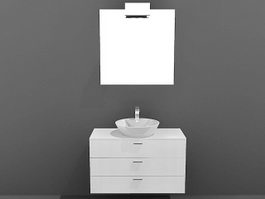 White single sink bathroom vanity 3d model preview