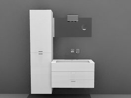 Small bathroom vanity with cabinet 3d model preview