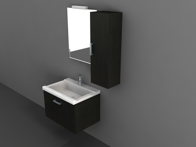 Black bathroom vanities 3d rendering