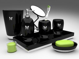 Black bathroom accessories sets 3d model preview