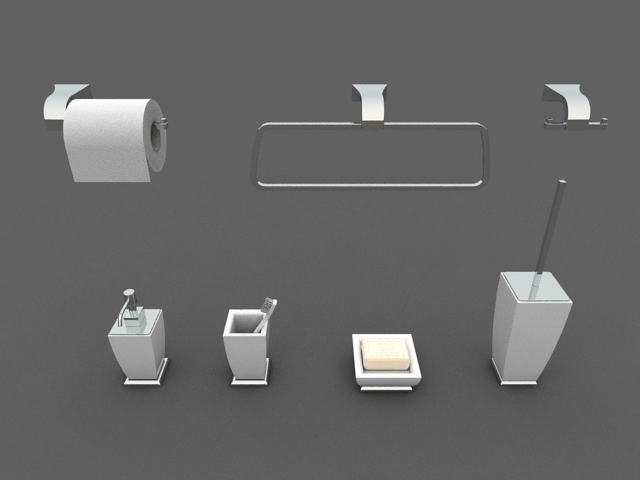 Hardware bath accessories 3d rendering
