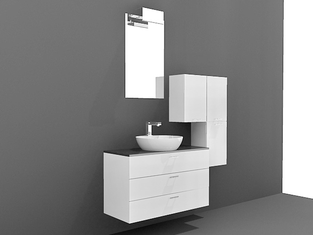Floating bathroom vanity cabinets 3d rendering