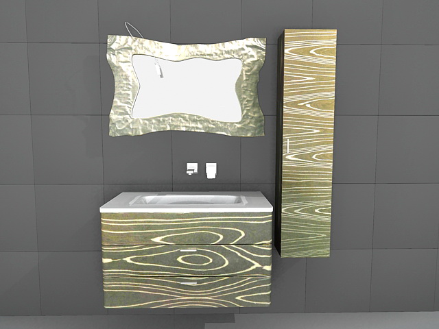 Art deco bathroom vanity mirror 3d rendering