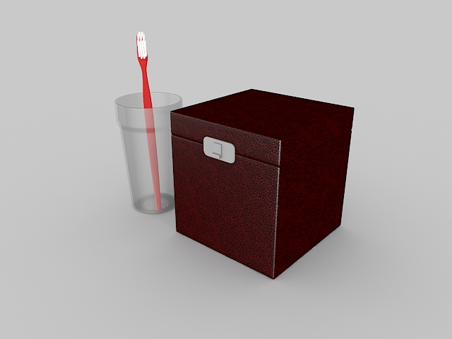 Sanitary toothbrush holder and box 3d rendering