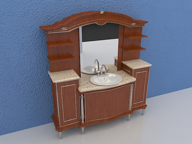 Bathroom vanity with hutch 3d rendering