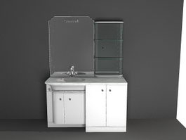 Modern bathroom vanity with shelves 3d model preview