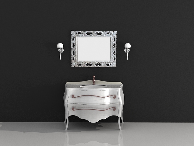 Vintage bathroom vanity 3d rendering