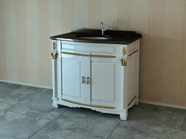 Antique wash basin cabinet 3d model preview