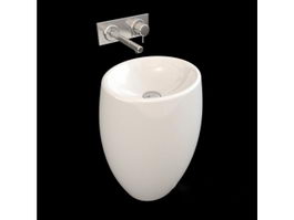 Modern bathroom pedestal sink 3d preview