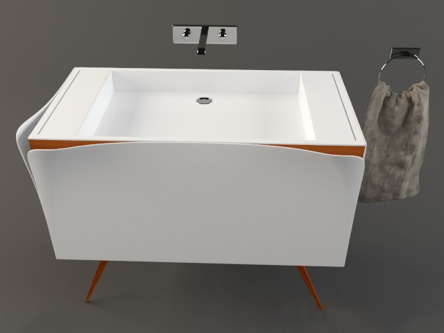 Bathroom basin sink cabinet 3d rendering