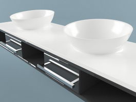 Modern vessel sink vanity 3d model preview