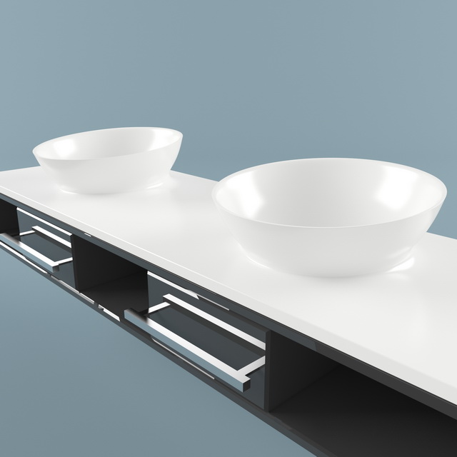 Modern vessel sink vanity 3d rendering