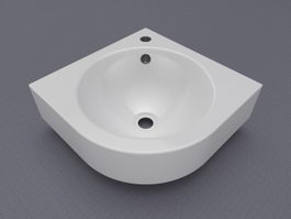 Corner wash basin 3d model preview