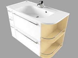 Corner bathroom vanity 3d model preview