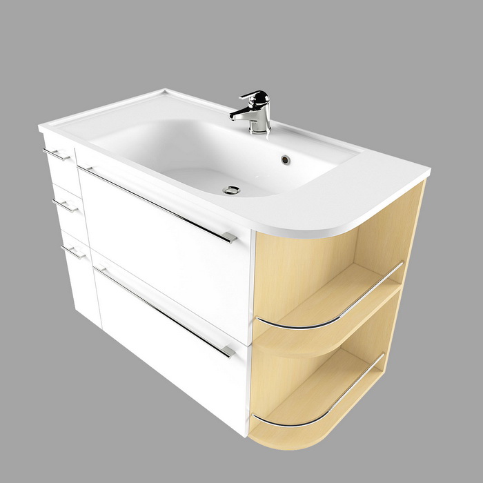 Corner bathroom vanity 3d rendering