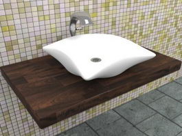 Wall mount vessel sink vanity 3d model preview