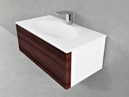 Wall mount single sink floating vanity 3d model preview
