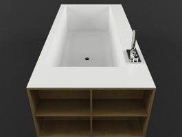 Wood surround bathtub 3d model preview