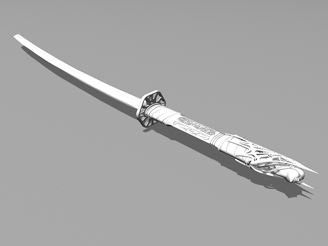 Japanese Katana sword 3d rendering