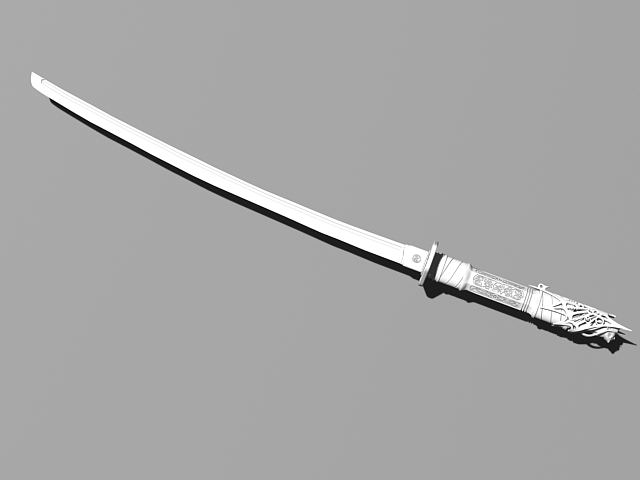 Japanese Katana sword 3d rendering