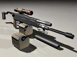 Sniper rifle with clips and silencer 3d preview