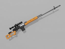 Military sniper rifle 3d model preview