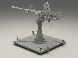 World War 2 anti-aircraft gun 3d model preview