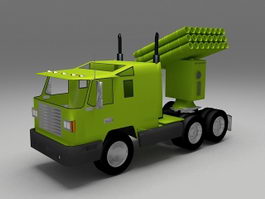 Multiple-missile launch rocket system 3d model preview
