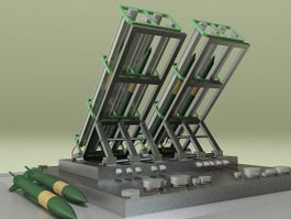 Anti-Aircraft missile launcher turret 3d model preview